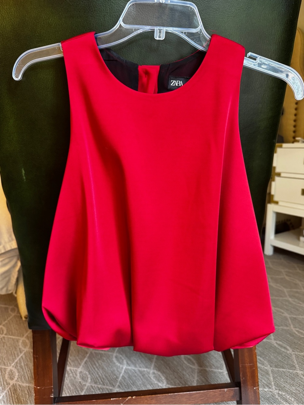 Zara Vibrant Red Bubble-Hem blouse